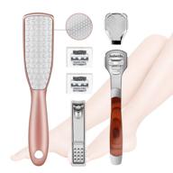 6-in-1 pedicure kit for professional callus removal | hzone 2-sided stainless steel foot file rasp with 👣 shaver and nail clippers | effective foot care, dead skin & corns remover | perfect for home or travel logo