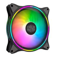 cooler master masterfan mf140 halo addressable rgb lighting 140mm fan with dual-ring design, rubber pads, pwm static pressure for 5v 3-pin argb, excludes compatibility with 4-pin rgb or rgb+12v (single mf140 halo) logo