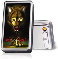🐺 wolf design cigarette case with built-in usb lighter - rechargeable, windproof, and holds 20 regular cigarettes logo