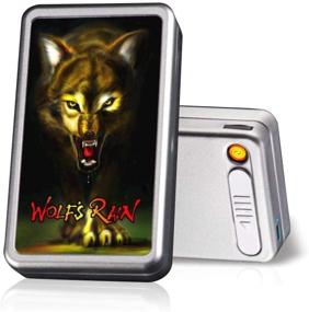 img 4 attached to 🐺 Wolf Design Cigarette Case with Built-In USB Lighter - Rechargeable, Windproof, and Holds 20 Regular Cigarettes