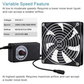 img 2 attached to 🌬️ 120mm GDSTIME AC 110V 220V DC 12V Powered Fan with Speed Control for Receiver Amplifier DVR Playstation Xbox Component Cooling