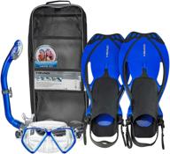 🏴 premium youth snorkel set: head pirate junior mask fin with travel bag logo