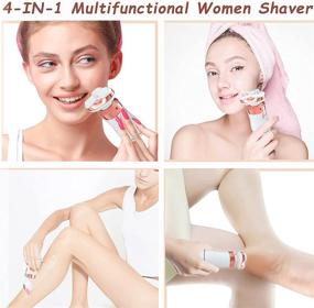 img 3 attached to 🪒 4-in-1 Electric Razor for Women - Painless Hair Removal on Legs, Body, Face, Arms, Armpits, and Underarms | Portable, Waterproof, Cordless Shaver for Women