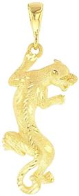 img 2 attached to 🐆 Vertical Panther Charm Animal Pendant in 14K Yellow Gold with Textured Finish