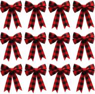 🎀 stunning buffalo plaid bows for festive christmas party decorations - 5 x 7 inch (color set 1, 12) logo