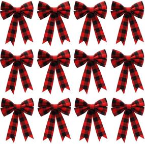img 4 attached to 🎀 Stunning Buffalo Plaid Bows for Festive Christmas Party Decorations - 5 x 7 Inch (Color Set 1, 12)