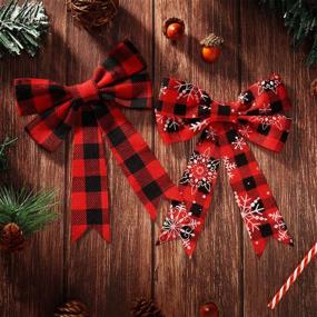 img 2 attached to 🎀 Stunning Buffalo Plaid Bows for Festive Christmas Party Decorations - 5 x 7 Inch (Color Set 1, 12)
