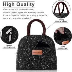 img 2 attached to Insulated Lunch Bag for Women Men - BALORAY Reusable Lunch Tote Box for Work, Picnic, School or Travel (Black Starry)