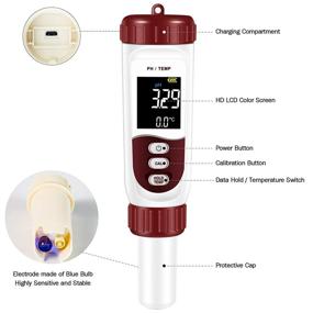 img 3 attached to Rechargeable Digital Water pH Meter with ATC - High Precision 0.01pH Resolution Tester for Hydroponics, Aquarium, and Lab - Measurement Range 0~14 pH