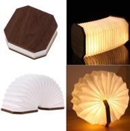 🌲 wooden book light: foldable organ lamp with usb rechargeable night light - creative gift for home & office decor логотип