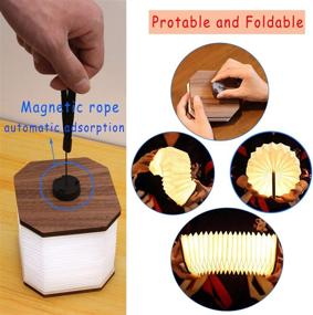 img 1 attached to 🌲 Wooden Book Light: Foldable Organ Lamp with USB Rechargeable Night Light - Creative Gift for Home & Office Decor