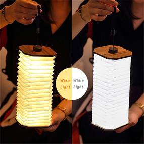 img 2 attached to 🌲 Wooden Book Light: Foldable Organ Lamp with USB Rechargeable Night Light - Creative Gift for Home & Office Decor