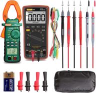 ultimate auto ranging digital multimeter and clamp meter kit: ac/dc voltage/current tester with storage bag, battery, alligator clips, test leads, voltage alert, amp ohm/volt measurement, diode test logo