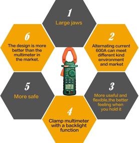 img 2 attached to Ultimate Auto Ranging Digital Multimeter and Clamp Meter Kit: AC/DC Voltage/Current Tester with Storage Bag, Battery, Alligator Clips, Test Leads, Voltage Alert, Amp Ohm/Volt Measurement, Diode Test