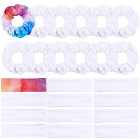 img 4 attached to 👧 WATINC 24 Pcs White Scrunchies Hairbands: Enhance Your Style with DIY Plain Cotton Hair Accessories for Women