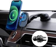 iwalk magnetic wireless car charger mount: 15w fast charging, suction cup & air vent, iphone12 13 pro max mini compatible logo