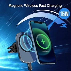 img 2 attached to IWALK Magnetic Wireless Car Charger Mount: 15W Fast Charging, Suction Cup & Air Vent, iPhone12 13 Pro Max Mini Compatible