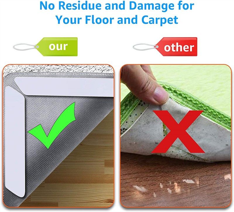 🏞️ 12-Pack Rug Tape, Reusable & Washable Carpet Tape…