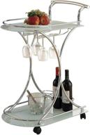 🛒 coaster home furnishings serving cart, chrome and white, 2 frosted glass shelves, 15.75"d x 26.5"w x 33.75"h logo