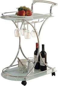 img 4 attached to 🛒 Coaster Home Furnishings Serving Cart, Chrome and White, 2 Frosted Glass Shelves, 15.75"D x 26.5"W x 33.75"H