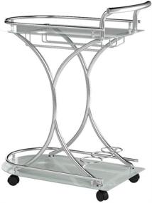 img 2 attached to 🛒 Coaster Home Furnishings Serving Cart, Chrome and White, 2 Frosted Glass Shelves, 15.75"D x 26.5"W x 33.75"H