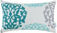 🌸 calitime canvas pillow cover case for couch sofa home decoration - three-tone floral compass geometric design - 12 x 20 inches - teal, duck egg, gray логотип