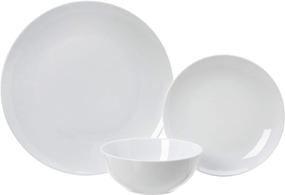 img 1 attached to 18-Piece White Porcelain Coupe Kitchen Dinnerware Set - Plates, Dishes, Bowls, Service for 6 by Amazon Basics