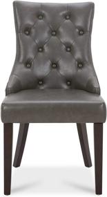 img 3 attached to 🪑 CHITA Dining Room Chairs, Leather Upholstered Tufted Kitchen Mid-Century Modern Padded Natural Chair in Retro Gray