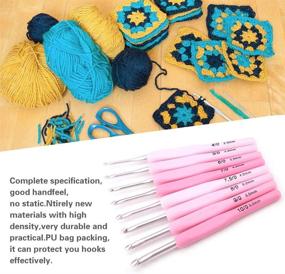 img 3 attached to 🧶 9pcs Crochet Hooks Set: Pink Soft Handle Kit with Portable Case for Arthritic Hands