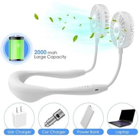 img 2 attached to USB Rechargeable Neck Fan - Portable Hand Free Mini Fans, 360 Degree Rotation Personal Cooling Fan for Traveling, Sports, Office - Wearable Neck Fan (White)