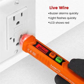 img 1 attached to KAIWEETS Dual Range AC Voltage Tester/Non-Contact Wire Breakpoint Finder - Live/Null Wire Electrical Tester with LCD Display (Orange)