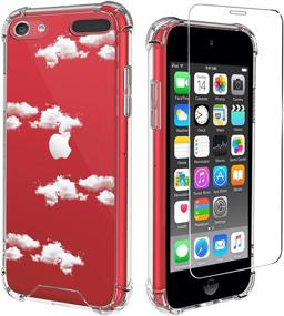 img 4 attached to 📱 KANGHAR iPod Touch 7/6 Case - Cloud Clear Cute Pattern, Shockproof, Full Body Protection Cover - 4 inch