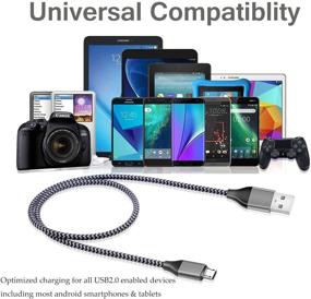 img 1 attached to Прочный кабель Micro USB 0.5FT / 6 дюймов 3Pack - быстрая зарядка, премиум-плетеный нейлоновый синхронизационный шнур для устройств Android 🔌, автомобиля, портативных батарей, Roku TV Stick, 4K Fire TV Stick Chromecast, телефонов Samsung и LG, портативных зарядных устройств.