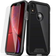 📱 zizo ion series: military grade drop tested case with tempered glass screen protector for iphone xr - black smoke logo