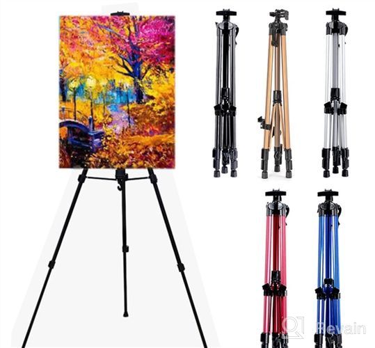 img 1 attached to 63-Inch High Steel Folding Display Easel by U.S. Art Supply - Easy Set-Up, Instant Collapse, Height Adjustable - Portable Tripod Stand for Presentations, Signs, Posters - Holds up to 5 lbs review by Joe Campbell