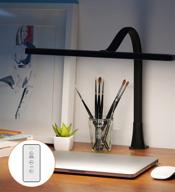 luckycow led desk lamp: remote control, gooseneck clamp light with 3 light modes and 10 brightness levels - perfect for study, workbench, office, reading - usb powered, 14w, black logo