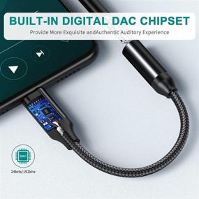 img 3 attached to Высокоразрешающий адаптер для наушников USB C для Samsung Galaxy, Google Pixel, iPad Pro, OnePlus - сертифицированный Hi-Res DAC, головка из алюминиевого сплава, переходник Type C на Aux, черный