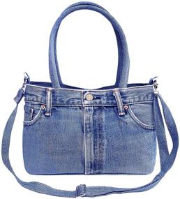 img 2 attached to 👜 BDJ Women's Top Handle Shoulder Handbag Purse Classic Blue Denim Jean Pants (3CH-012)