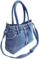 👜 bdj women's top handle shoulder handbag purse classic blue denim jean pants (3ch-012) logo