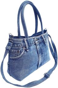 img 4 attached to 👜 BDJ Women's Top Handle Shoulder Handbag Purse Classic Blue Denim Jean Pants (3CH-012)