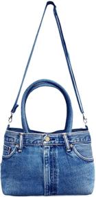img 3 attached to 👜 BDJ Women's Top Handle Shoulder Handbag Purse Classic Blue Denim Jean Pants (3CH-012)