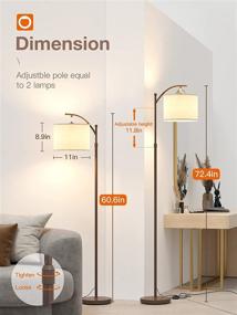 img 2 attached to 🌼 Addlon Floor Lamp for Living Room, with RGB Bulb and Adjustable 60-73inch Height Pole, Beige Linen Lamp Shade Standing Lamp for Bedrooms - Brown