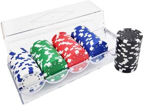 img 1 attached to Ihneking 100-Piece Poker Chips Set: Striped Casino Style, 5 Colors, 11.5 Gram, Acrylic Case Included