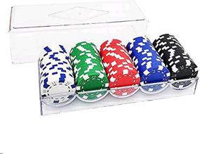 img 4 attached to Ihneking 100-Piece Poker Chips Set: Striped Casino Style, 5 Colors, 11.5 Gram, Acrylic Case Included