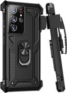 📱 samsung galaxy s21 ultra case: military grade shockproof cover with kickstand and magnetic car mount compatibility (black) logo