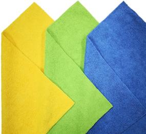 img 3 attached to Polyte Ultrasonic Cut Edgeless Microfiber Cleaning Cloth 14x14 - 36 Pack (Blue, Green, Yellow): High-quality and Versatile Cleaning Cloths