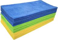 polyte ultrasonic cut edgeless microfiber cleaning cloth 14x14 - 36 pack (blue, green, yellow): high-quality and versatile cleaning cloths logo