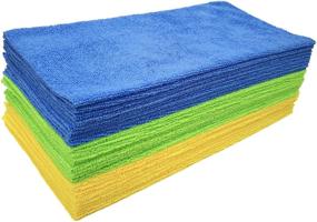 img 4 attached to Polyte Ultrasonic Cut Edgeless Microfiber Cleaning Cloth 14x14 - 36 Pack (Blue, Green, Yellow): High-quality and Versatile Cleaning Cloths