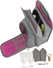 img 1 attached to 👜 Stay Stylishly Cool: True Grey Metropolitan 2-Bottle Insulated Totes, Purple