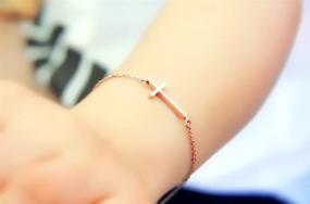 img 3 attached to 🙏 Rose Gold and Silver Sideways Cross Bracelets by WDSHOW